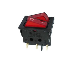 INTERRUPTEUR DE PUISSANCE A BASCULE 10A-250V DPST ON-OFF AVEC TEMOIN NEON ROUGE
