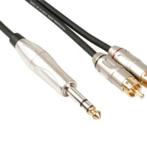 Cordon AUDIO 2 x RCA mâle vers 1 x Jack 6,35mm stéréo mâle 6m