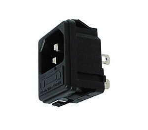 Embase alimentation 230Vac mâle C13 clipsable avec porte fusible